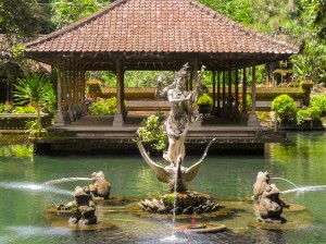 bali temple water fountain pond                           